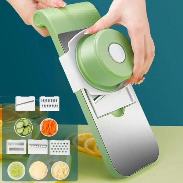 5-in-1 Stainless Steel Manual Vegetable Slicer – Safe & Multifunctional Cutter