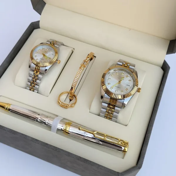 High-Quality Couple Watch – Royal Waterproof Design, Free Gift Included