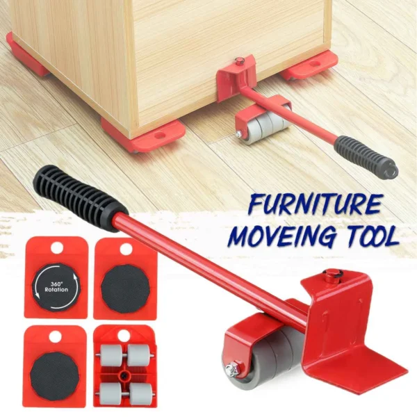 Furniture Lifter Mover Tool Set – 5PCS Heavy-Duty Lifting Wheels for Easy Moving
