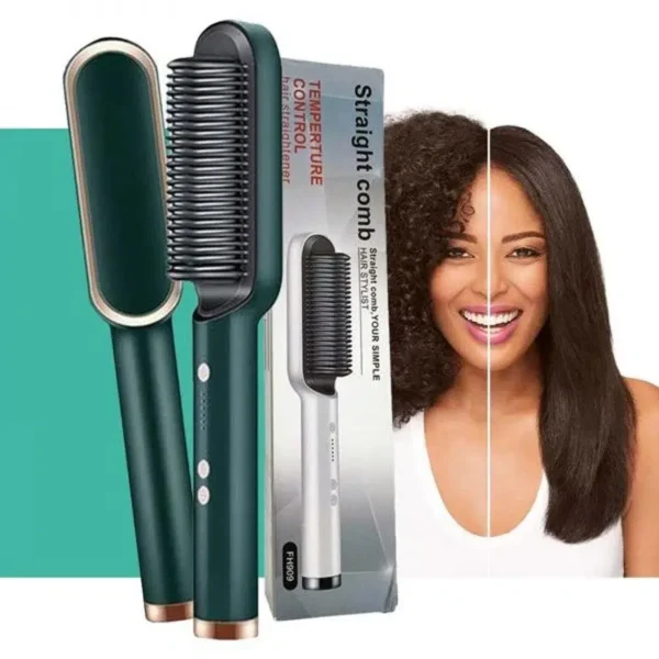 Professional Electric Hair Straightener Brush – Heated Comb for Straight & Curly Styling