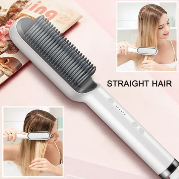 Professional Electric Hair Straightener Brush – Heated Comb for Straight & Curly Styling - Image 3